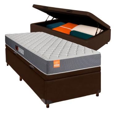 Imagem de Cama + Bau Marrom e Colchão D23 Solteiro - Pro Inducol