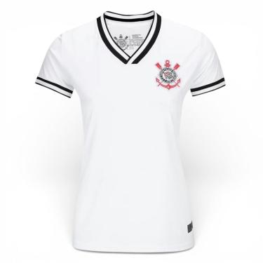 Imagem de Camiseta Corinthians Feminina Estilo Retrô Logo Bordado