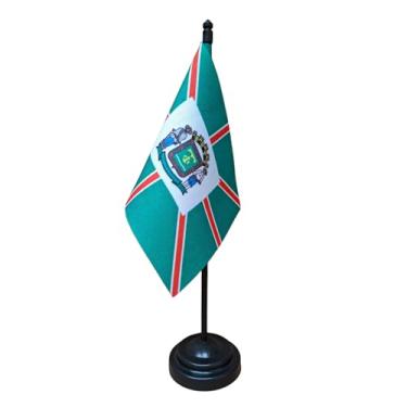 Imagem de Bandeira de Mesa Goiânia, 26cm Altura Total, Face Única, Multicolorido, Base Plástica, Tecido Oxford, para Escritório, Eventos e Decoração