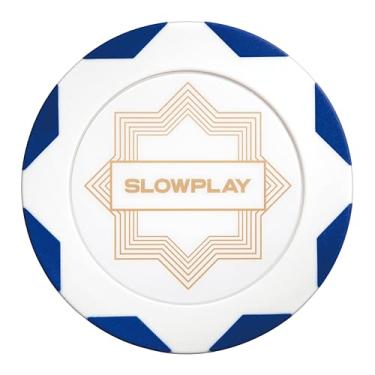Imagem de SLOWPLAY Nash Clay Poker Chips White Gold Edition, composto de argila pesada de 14 gramas, fichas grandes de 40 mm a granel, pacote de 127 cm azul sem denominação