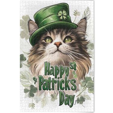 Imagem de Quebra-cabeça de gato fofo de São Patrício personalizado, 500 peças para adultos, presentes tecnológicos para amantes, quebra-cabeça exclusivo, colorido, animal, arte colorida, 52 x 37,8 cm