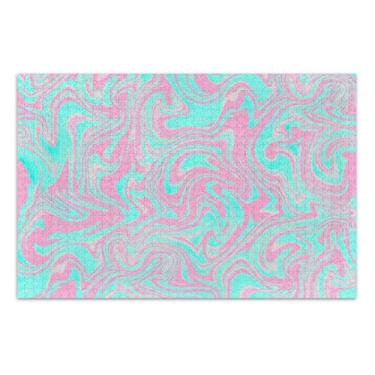 Imagem de Quebra-cabeça rosa marmorizado turquesa brilhante 1000 peças arte animal impressão personalizada quebra-cabeça exclusivo para adultos jogos engraçados presentes, 75 x 40 centímetros