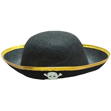 Imagem de Petitebella Chapéu rígido largo de pirata crânio (ouro, tamanho único)