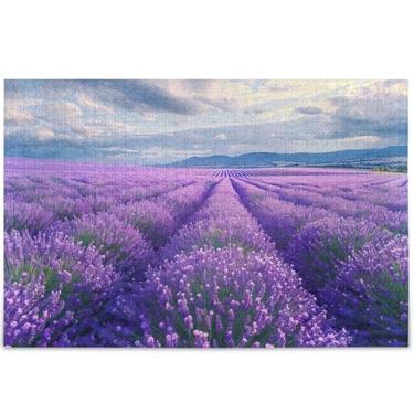 Imagem de Quebra-cabeça de paisagem provençal personalizada campos lavanda 500 peças família adulto elefante branco presentes cena natureza quebra-cabeça paisagem obra de arte, 52 cm x 37,8 cm