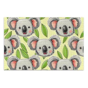 Imagem de Quebra-cabeça fofo com estampa de coala amarelo claro adulto 500 peças arte floral animal quebra-cabeça difícil amigos família jogos presentes, 51 x 35 centímetros