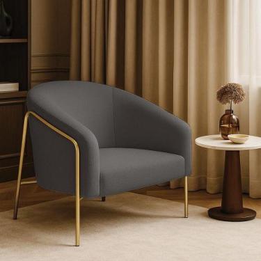 Imagem de Poltrona Sala Industrial Alta Dourado Stella Bouclê D03 - D'rossi Cor 