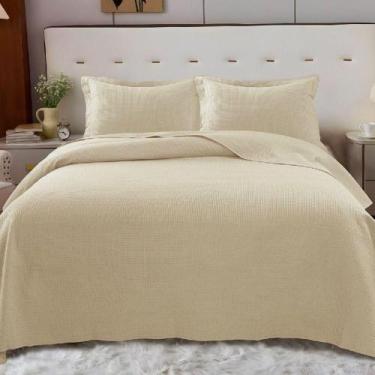 Imagem de Kit Cobre Leito Colcha Afeto Queen 3 Peças Percal 300 Fios Peletizado 