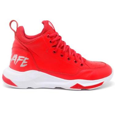Imagem de Tênis Basketball Couro Napa Ranclafe Cano Alto Confortavel, Vermelho, 