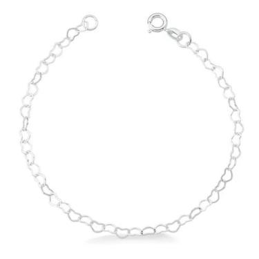 Imagem de Kit 50 Pulseiras Elo Coração Prata Legítima 925 com Caixa - Lojas La&N