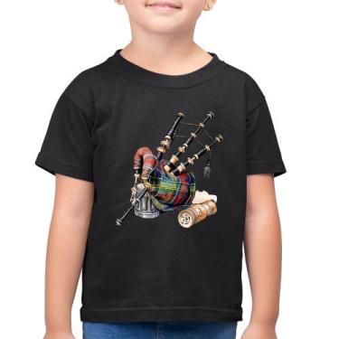 Imagem de Camiseta Algodão Infantil Gaita de Foles - Foca na Moda, Preto, 12
