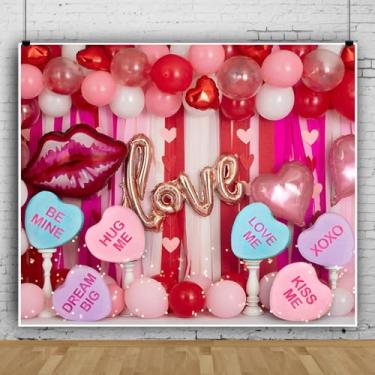 Imagem de Pano de fundo para Dia dos Namorados, 3,7 x 3 m, balões cor-de-rosa, coração, coração, dia dos namorados, cenários de fotos para sessão de fotos, decoração de festa dos namorados, banner, adereços de