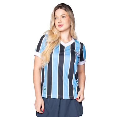 Imagem de Camiseta Feminina Betel Grêmio Tricolor Azul/Preto-Feminino