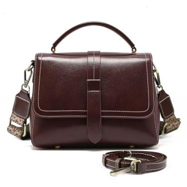 Imagem de Bolsa tiracolo feminina immetu, bolsa de ombro de couro, bolsa de alça superior com 2 alças ajustáveis, Borgonha, Medium, Casual, simples, minimalista, chique, elegante