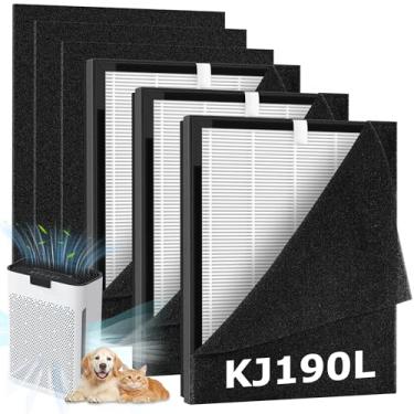 Imagem de Pacote com 2 filtros de substituição KJ190L compatíveis com purificador de ar MOOKA KJ190L para salas grandes, filtragem de 3 estágios para poeira de pólen, 2 filtros de alta eficiência e 4