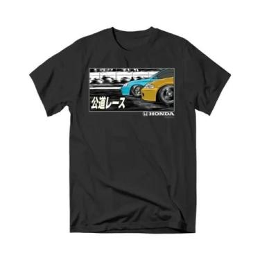 Imagem de Camiseta Masculina Retrô De Corrida De Moto Com Gola Larga Estampada H
