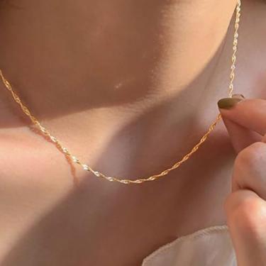 Imagem de Colar feminino banhado a ouro 14K com corrente de satélite de 1,5 mm, resistente, 45,7 cm, joias de prata, presentes para mulheres