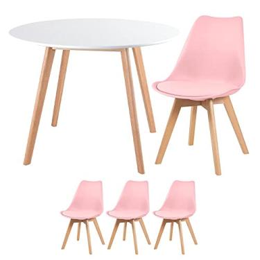 Imagem de Loft7, Mesa de jantar redonda 100 cm + 3 cadeiras Leda
