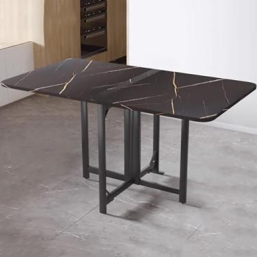 Imagem de Mesa de jantar dobrável moderna, mesa de jantar dobrável extensível, mesa expansível multifuncional com almofadas ajustáveis, estrutura de estrutura de aço carbono, para cozinha