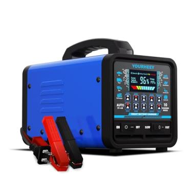 Imagem de Carregador/mantenedor de bateria resistente atualizado 12V/24V 0-20A 2026 com desligamento automático, modo de reparo e inverno, 10 modos e tela colorida para carro, caminhão, motocicleta, trailer