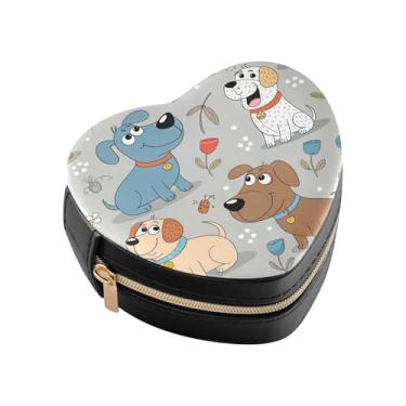 Imagem de Burbuja Caixa de joias engraçada em forma de coração, mini estojo de viagem para mulheres e meninas, organizador portátil de armazenamento para brincos, anéis, colares e pulseiras