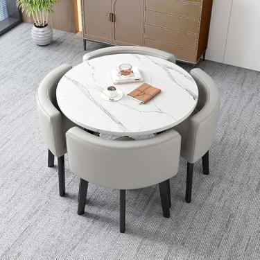 Imagem de Conjunto de mesa de jantar para 4, mesa de jantar redonda e conjunto de cadeiras, mesa de conferência recepção e cadeiras, mesa de cozinha com 1 mesa e 4 cadeiras, para sala de estar e varanda de