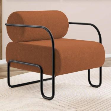 Imagem de Poltrona Decorativa Orgânica Living Miska Bouclê Terracota - Desk Design