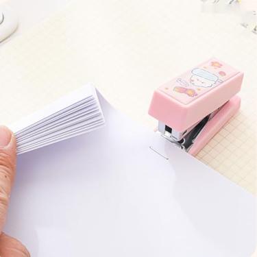 Imagem de Grampeador portátil de desenho animado, grampeador de mesa para escritório, escola, casa, documentos, ensaios (rosa)