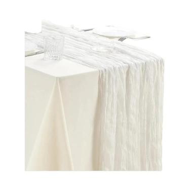 Imagem de Caminho De Mesa Boho Semi-Transparente Em Tecido Gaze Rústico Para Cas