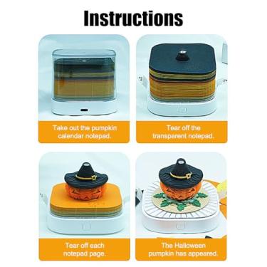 Imagem de Calendário de mesa 3D 2026, calendário artístico de escultura de papel de abóbora, bloco de notas para decoração de mesa com luz LED para escritório, mesa de cabeceira, recepção, casa, escola, salas