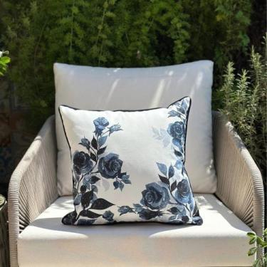 Imagem de Capa Almofada Impermeável Flores 45x45 Azul - AMOFADAS