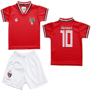 Imagem de Kit Camiseta e Short Vermelho Bebê São Paulo - Torcida Baby-Masculino