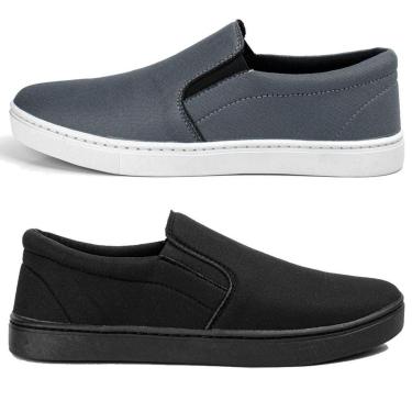 Imagem de Kit 2 Tênis Casual Slip On em Lona Sem Cadarço Leve Urban-Masculino