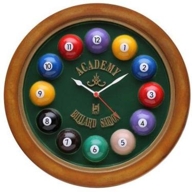 Imagem de Relógio Decorativo Parede De Fibra - Billiard Verde