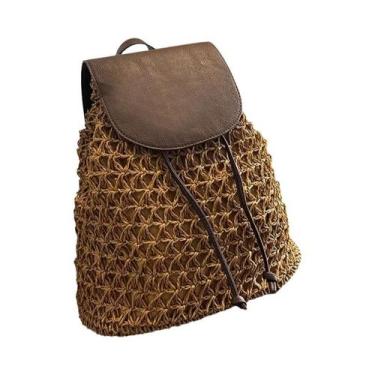 Imagem de Mochila De Palha Boho Feminina Para O Verão, Bolsa De Ombro Trançada E