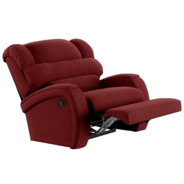 Imagem de Poltrona Do Papai Reclinável Kalie Manual Gatilho Fh9 Veludo Vermelho - Mpozenato