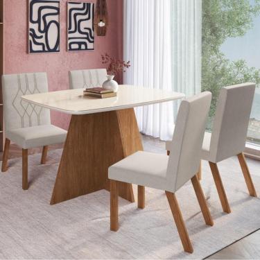 Imagem de Sala de Jantar Mesa com 4 Cadeiras Joli 150/28 Moveis Zamarchi