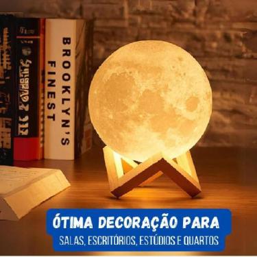 Imagem de Luminária Lua Cheia LED 3D Mini Sem Fio Luz Amarela Decorar - Yeet