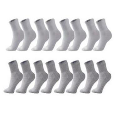 Imagem de Kit com 12 Pares de Meias Cano Alto Longo Sport em Algodão, Branca/Cin