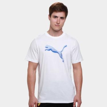 Imagem de Camiseta Puma Graphic Cat Logo Masculina, Branco, G