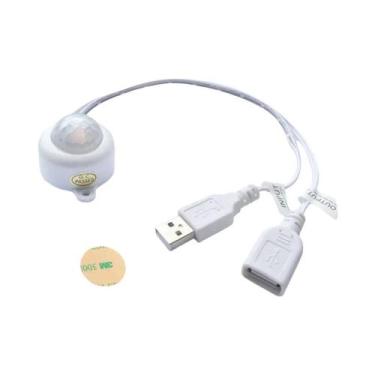 Imagem de Sensor De Movimento Infravermelho PIR Ajustável Com Conector USB DC 5V