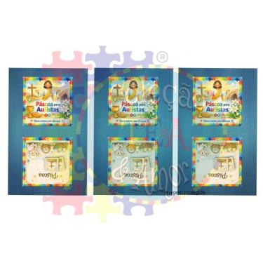 Imagem de Kit 18 adesivos de Páscoa Autistas para tabletes de chocolates 5 cm - 