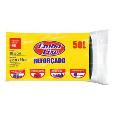 Imagem de Saco De Lixo 50 Litros Super Reforçado Embalixo 50 Unidades  Kit 2un -