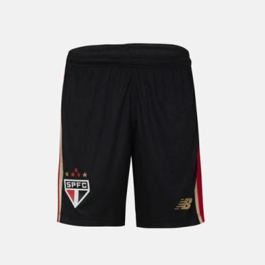 Imagem de Calção São Paulo II 25/26 New Balance Infantil, Preto, Vermelho, 12A, 