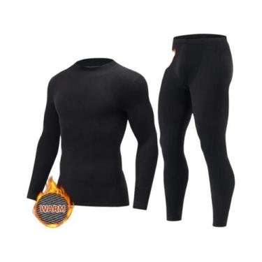 Imagem de Roupa Térmica Masculina 2/4 Peças Cor Sólida Outono Inverno Confortáve