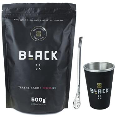 Imagem de KIT COPO CUIA TERMICO + BOMBA CLASSICA INOX + TERERE 500G BLACK ERVA (Cereja Ice)