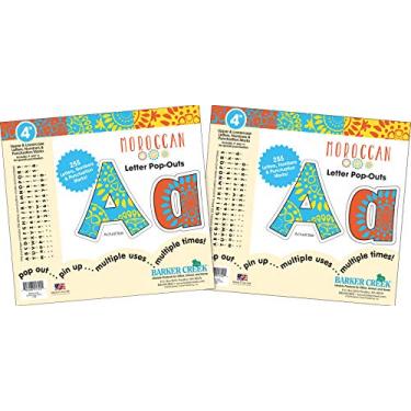 Imagem de Barker Creek Pacote com 2 letras pop-outs de 10 cm, marroquino, jazz up your Bulletin boards com estas letras coloridas, 510 letras maiúsculas e minúsculas, números e marcas de pontuação, 10 cm (3645)