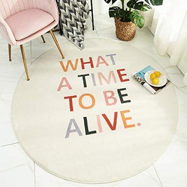 Imagem de Tapetes redondos macios e não derramam, tapete antiderrapante, lavável, série arco-íris, para sala de estar, quarto, sala de estudo, sala de jantar, quarto das crianças, 100 cm