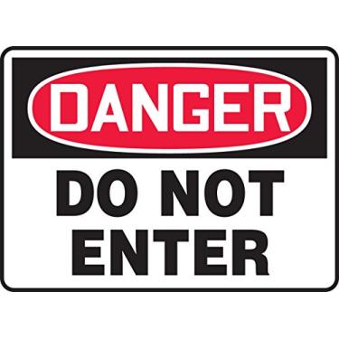 Imagem de Accuform Placa adesiva Dura-Vinil MADM139XV, legenda "DANGER DO NOT ENTER", 25,4 cm de comprimento x 35,56 cm de largura x 0 cm de espessura, vermelho/preto em branco