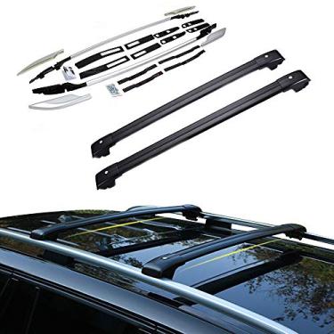 Imagem de UDP 4 peças barras transversais de alumínio prata traváveis barras transversais bagagens trilho de teto preto adequado para Nissan X-Trail Rogue 2014-2020