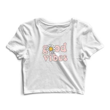 Imagem de Blusa Blusinha Cropped Tshirt Camiseta Feminina Good Vibes - Goup Supp